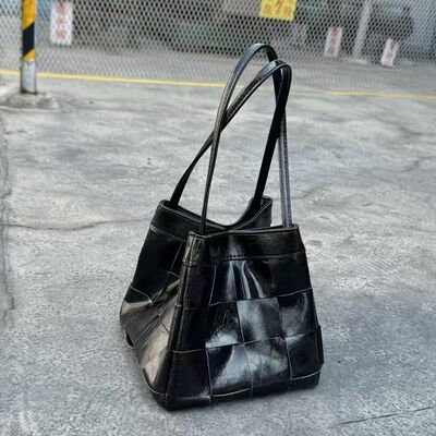 Top-Grain Oil-Waxed Cowhide Woven Small Square Bag genuine leather shoulder bag Cross body bag women's small handbag Basket bag