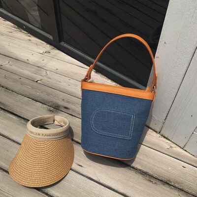 Custom Washed Canvas Denim Bucket Bag women's fashion handbag Tote Bag Shoulder Bag Bucket Bag Canvas Bag Denim Bag