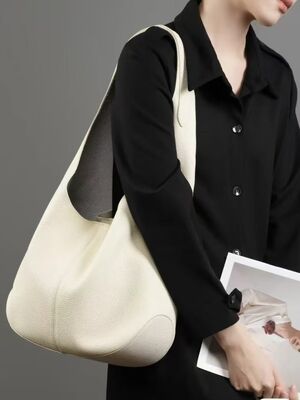 Genuine Leather Top-grain cowhide Lazy Style Large-capacity Tote Bag women's shoulder bag Tote Bag  Duffel Bag Diaper Bag