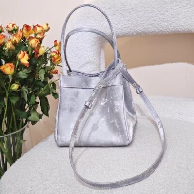 Women's Velvet and Satin Cowhide Small Square Bag genuine leather bag Handbag Crossbody Bag Shoulder Bag Bucket Bag Basket bag Silk Bag Evening Bag Mini Shoulder Bag for Women 