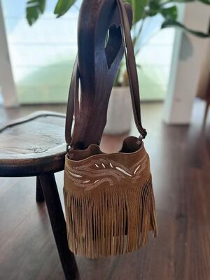 Top-Grain Frosted Cowhide Embroidered Fringe Bag Women's genuine leather shoulder bag Crossbody Bag OEM Bag Manufacturer