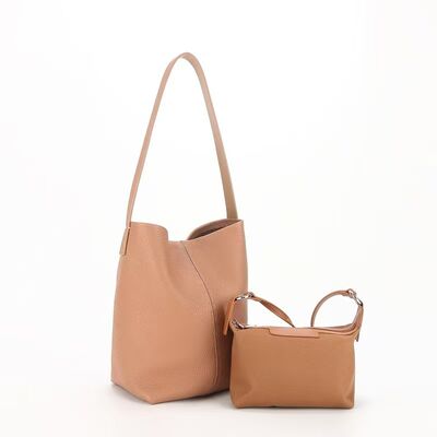 Minimalist Bag Women's genuine leather shoulder bag Top-Grain Full-Grain Cowhide Bucket Bag (with Inner Pouch) underarm bag  Work Bag China supplier wholesale