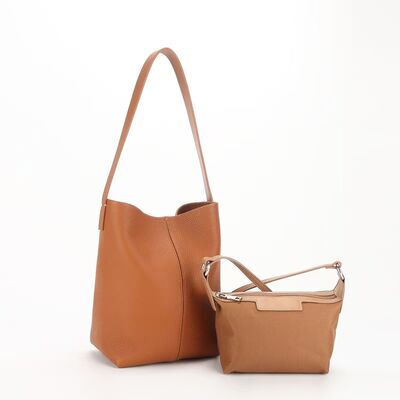 Minimalist Bag Women's genuine leather shoulder bag Top-Grain Full-Grain Cowhide Bucket Bag (with Inner Pouch) underarm bag  Work Bag China supplier wholesale