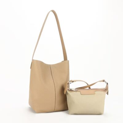 Minimalist Bag Women's genuine leather shoulder bag Top-Grain Full-Grain Cowhide Bucket Bag (with Inner Pouch) underarm bag  Work Bag China supplier wholesale