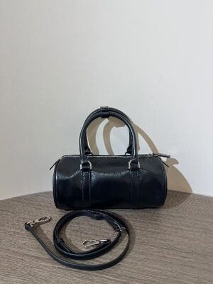 Top Grain Oil-Waxed Cowhide Cylindrical Pillow Bag women's genuine leather boston handbag shoulder bag crossbody bag Fashion Bags for Women