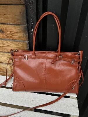 Top Grain Oil-Waxed Cowhide Large Capacity Tote Handheld Crossbody Bag genuine leather handbag China manufacturer Shoulder crossbody bag Work bag  wholesale