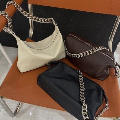 Top-Grain Cowhide Natural Crease Chain Shoulder  Crossbody  bag genuine leather handbag China manufacturer wholesale underarm bag