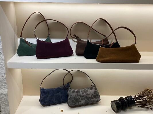 Top-Grain High-Gloss Suede Cowhide Underarm Baguette Bag genuine leather bag shoulder bag lady's high quality bag China factory wholesale