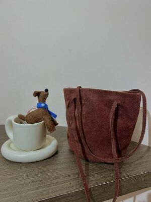 Top-Grain High-Gloss Suede Cowhide Bucket Bag  shoulder bag underarm bag women's genuine leather handbag China factory wholesale