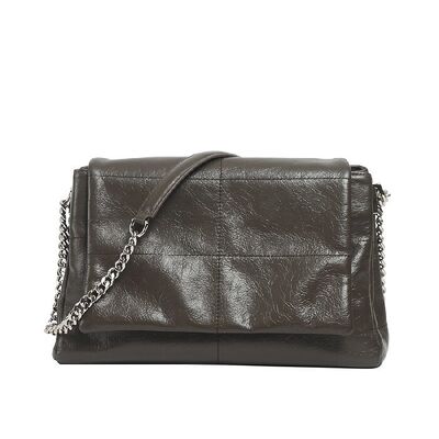 Top-Grain Oil-Waxed Cowhide Diamond-Quilted Chain Strap genuine leather handbag women's fashion Shoulder Crossbody Bag  China supplier wholesale