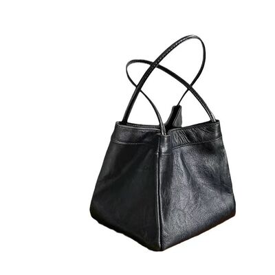 Top-Grain Cowhide Hand-Grabbed Texture Basket Style  Small Square Bag genuine leather bag Handbag Crossbody Bag Shoulder Bag Women's Handbag China supplier