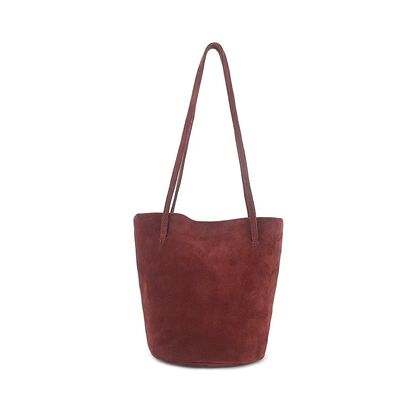 Top-Grain High-Gloss Suede Cowhide Bucket Bag  shoulder bag underarm bag women's genuine leather handbag China factory wholesale