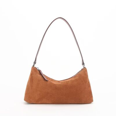 Top-Grain High-Gloss Suede Cowhide Underarm Baguette Bag genuine leather bag shoulder bag lady's high quality bag China factory wholesale