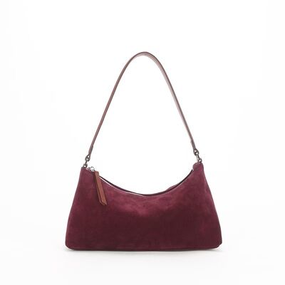 Top-Grain High-Gloss Suede Cowhide Underarm Baguette Bag genuine leather bag shoulder bag lady's high quality bag China factory wholesale