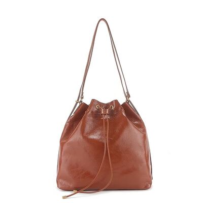 Top-grain oil-waxed cowhide genuine leather Large-capacity drawstring shoulder bag backpack Duffel Bag Fashion Bags for Women Wholesale backpack Supplier
