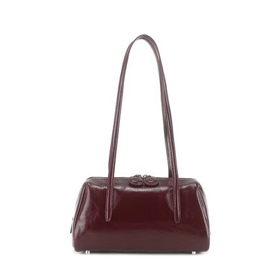 Women's genuine leather bag Vintage Bag Top Grain Oil-Waxed Cowhide Folded Edge Boston Bag Shoulder Bag underarm bag China factory wholesale