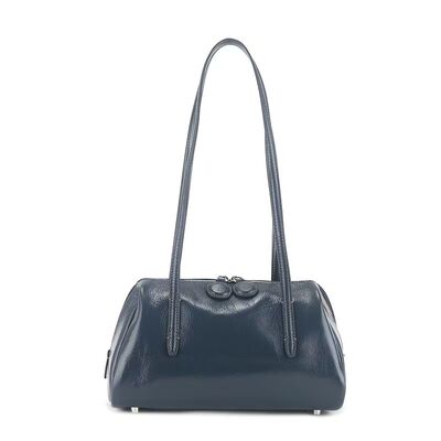 Women's genuine leather bag Vintage Bag Top Grain Oil-Waxed Cowhide Folded Edge Boston Bag Shoulder Bag underarm bag China factory wholesale