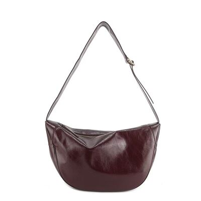 Top-Grain Oil-Waxed Cowhide Large Capacity Dumpling Bag genuine leather shoulder bag crossbody bag tote bag underarm bag China supplier wholesale