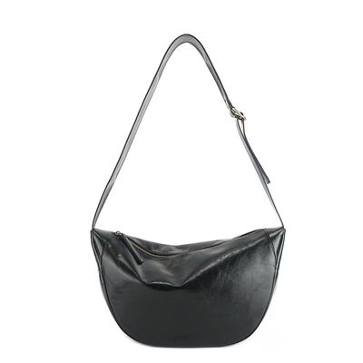 Top-Grain Oil-Waxed Cowhide Large Capacity Dumpling Bag genuine leather shoulder bag crossbody bag tote bag underarm bag China supplier wholesale