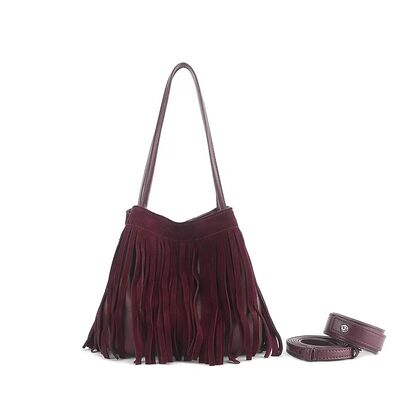 Top-Grain High-Gloss Matte Leather Tasseled Small Square Bucket Bag women's mini shoulder bag Crossbody Bag Handbag Basket bag Evening Bag Wholesale Handbags Supplier