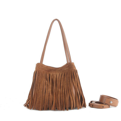 Top-Grain High-Gloss Matte Leather Tasseled Small Square Bucket Bag women's mini shoulder bag Crossbody Bag Handbag Basket bag Evening Bag Wholesale Handbags Supplier