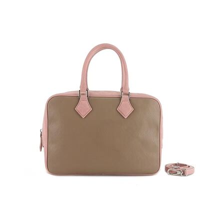 Vegetable-Tanned Leather with Sheep Tendon Velvet Block Bag Panelled Briefcase Handbag Work Bag Crossbody Bag Shoulder Bag