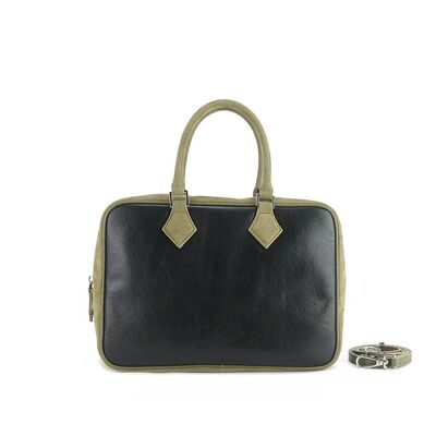 Vegetable-Tanned Leather with Sheep Tendon Velvet Block Bag Panelled Briefcase Handbag Work Bag Crossbody Bag Shoulder Bag
