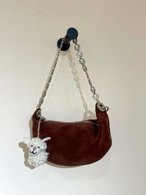 Women's fashion genuine leather handbag Top-Grain High-Gloss Suede Cowhide Crescent Bag （small) Vintage leather shoulder bag  China factory wholesale