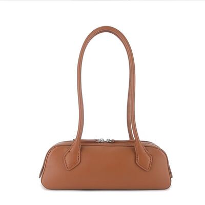 Minimalist women's genuine leather handbag Bag Top-grain Napa cowhide Leather shoulder small Boat Bag underarm bag shoulder bag supplier 