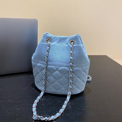 Canvas Denim  Diamond Lattice Chain Bucket Bag Crossbody Bags Shoulder Bags Fashion Bags for Women Wholesale Handbags Supplier