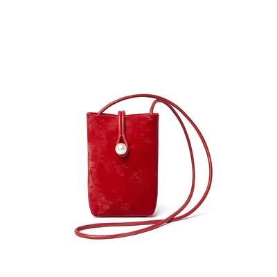 Vintage Women's genuine leather bag Velvet Satin Cowhide Phone Case bag cell phone bag mini shoulder crossbody bag China supplier wholesale