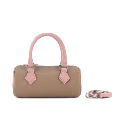 Women's genuine leather handbag Lamb Cashmere with Vegetable-Tanned Cowhide Small Bucket Bag shoulder bag crossbody bag China supplier wholesale