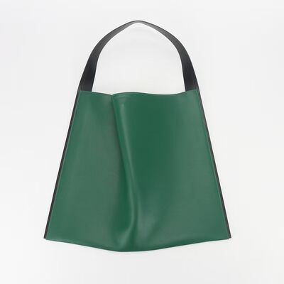 Men & women's genuine leather tote bag Top-grain cowhide color-blocking wide-strap single-shoulder tote bag (unisex) big shoulder bag underarm bag China supplier wholesale