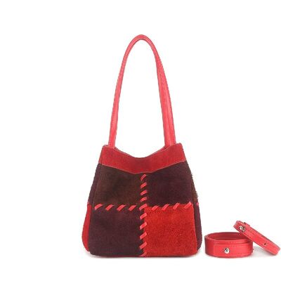 Women's fashion genuine leather handbag Shoe-Material Frosted Cowhide Contrast-Color Small Square Bag shulder bag crossbody bag China supplier wholesale