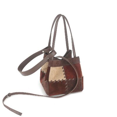 Women's fashion genuine leather handbag Shoe-Material Frosted Cowhide Contrast-Color Small Square Bag shulder bag crossbody bag China supplier wholesale