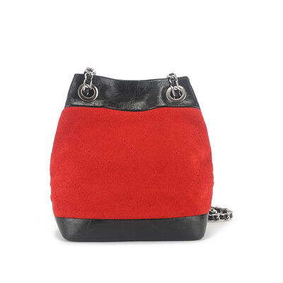 Women's genuine leather shoulder crossbody bag Shoe Material Frosted Leather Patchwork Waxed Cowhide Bucket Bag fashion bag China supplier wholesale