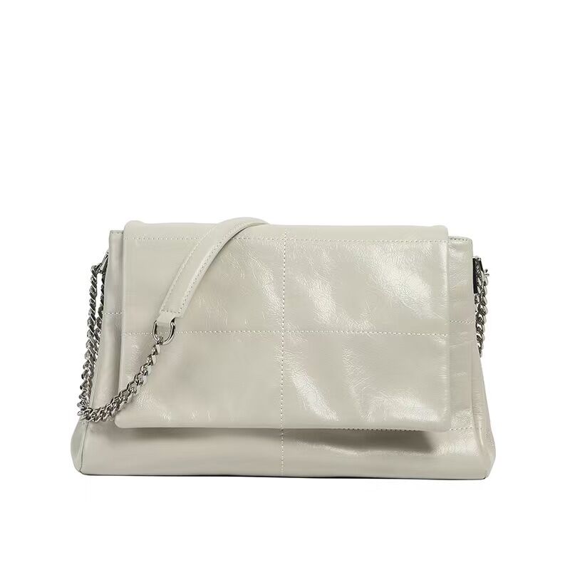 Top-Grain Oil-Waxed Cowhide Diamond-Quilted Chain Strap genuine leather handbag women's fashion Shoulder Crossbody Bag  China supplier wholesale