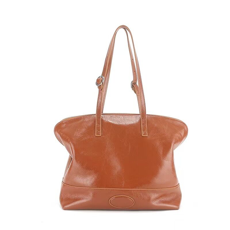 Top-Grain Oil-Waxed Cowhide Handbag large capacity genuine leather shoulder bag handbag Tote Bag  genuine leather women's Work Bag fashion bag