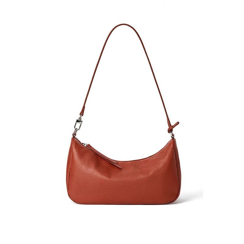 Top-Grain Cowhide Naturally Tumbled Shoulder Crossbody Bag women's fashion genuine leather bag underarm bag China manufacturer wholesale