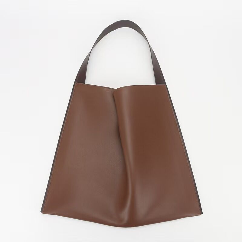 Men & women's genuine leather tote bag Top-grain cowhide color-blocking wide-strap single-shoulder tote bag (unisex) big shoulder bag underarm bag China supplier wholesale