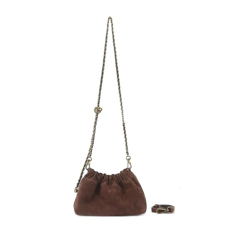 Top-Grain High-Mercerized Frosted Cowhide Pleated Cloud Bag Mini Women's Genuine leather shoulder bag crossbody bag China supplier wholesale Crossbody Bags 