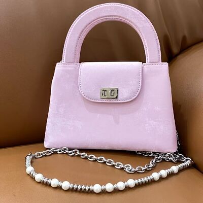 Vintage Chinese Style Velvet & Silk Cowhide Bead Bag genuine leather handbag work bag shoulder bag crossbody bag China manufacturer wholesale